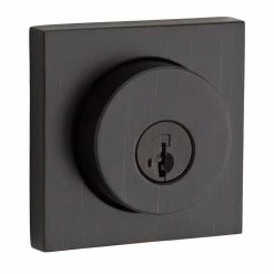 Kwikset 158 Series Square Contemporary Venetian Bronze Single Cylinder Deadbolt Featuring SmartKey Security
