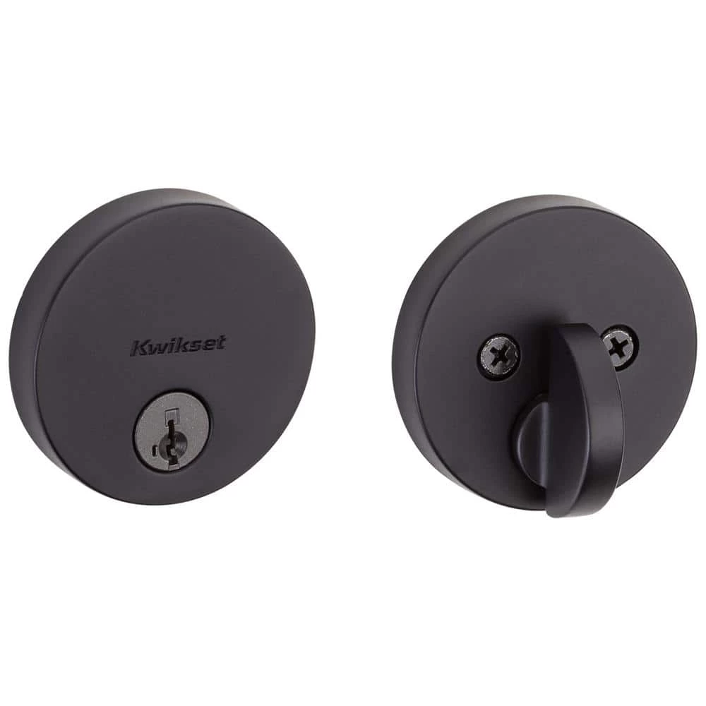 Kwikset Uptown Low Profile Matte Black Round Single Cylinder Contemporary Deadbolt with Smart Key Security 1 Kwikset Uptown Low Profile Matte Black Round Single Cylinder Contemporary Deadbolt with Smart Key Security