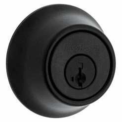 Kwikset Round Matte Black Single Cylinder Deadbolt Featuring SmartKey Security