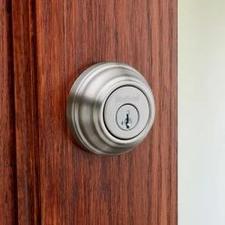 Kwikset Satin Nickel Single Cylinder Deadbolt featuring SmartKey Security with Microban Antimicrobial Technology -Kwikset Sales Shop kwikset deadbolts 98015smtcpk4v1 4f 1000
