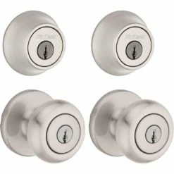 Kwikset Cove Satin Nickel Single-Cylinder Deadbolt Combo Pack (2-Pack)