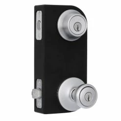 Kwikset Tylo Satin Chrome Exterior Entry Door Knob and Single Cylinder Deadbolt Project Pack -Kwikset Sales Shop kwikset door lock combo packs 242t 26d cp code k2 bbpkg a0 1000