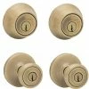 Kwikset Tylo Antique Brass Exterior Entry Door Knob and Single Cylinder Deadbolt Project Pack