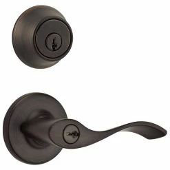 Kwikset Balboa 690 Venetian Bronze Keyed Entry Door Handle and Single Cylinder Deadbolt Combo Pack