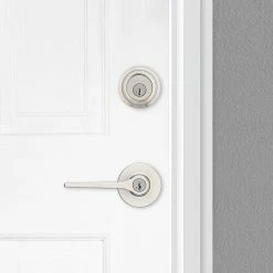 Kwikset Hollis Round Rose Satin Nickel Lever with Single Cylinder Deadbolt Combo Pack Featuring SmartKey Security -Kwikset Sales Shop kwikset door lock combo packs 690hsl 15 smt fa 1000