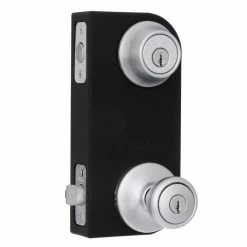 Kwikset Tylo Satin Chrome Entry Door Knob and Single Cylinder Deadbolt Combo Pack -Kwikset Sales Shop kwikset door lock combo packs 690t 26d cp 40 1000