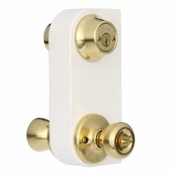 Kwikset Tylo Polished Brass Entry Door Knob and Double Cylinder Deadbolt Combo Pack with Microban Antimicrobial Technology -Kwikset Sales Shop kwikset door lock combo packs 695t 3 cp 1d 1000