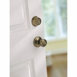 Kwikset Tylo Antique Brass Exterior Entry Door Knob and Double Cylinder Deadbolt Combo Pack -Kwikset Sales Shop kwikset door lock combo packs 695t 5 cp 66 1000