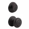 Kwikset Juno Venetian Bronze Exterior Entry Door Knob and Single Cylinder Deadbolt Combo Pack Featuring SmartKey Security