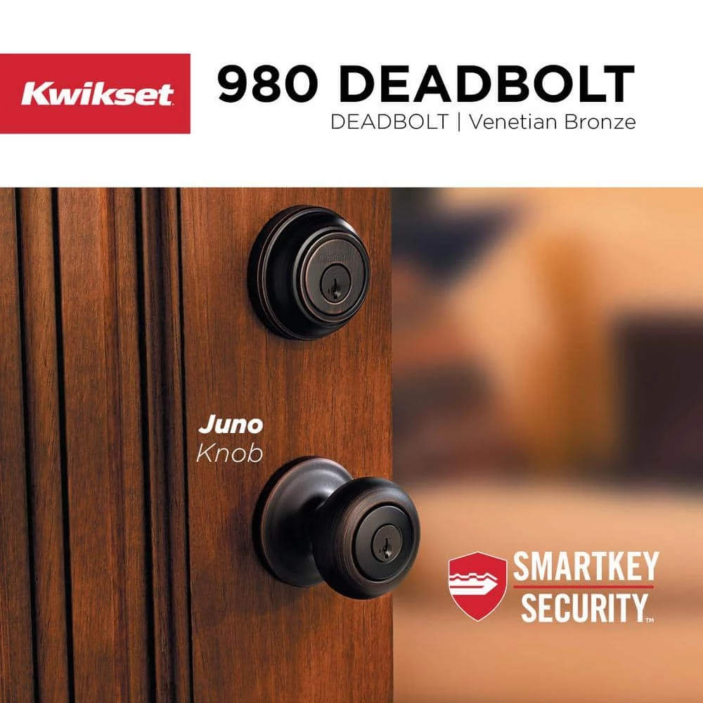 Kwikset Juno Venetian Bronze Exterior Entry Door Knob and Single Cylinder Deadbolt Combo Pack Featuring SmartKey Security 6 Kwikset Juno Venetian Bronze Exterior Entry Door Knob and Single Cylinder Deadbolt Combo Pack Featuring SmartKey Security - Image 6