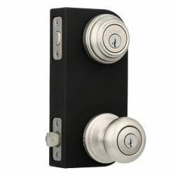 Kwikset Juno Satin Nickel Exterior Entry Door Knob and Single Cylinder Deadbolt Combo Pack Featuring SmartKey Security -Kwikset Sales Shop kwikset door lock combo packs 991j 15 smt cp 66 1000