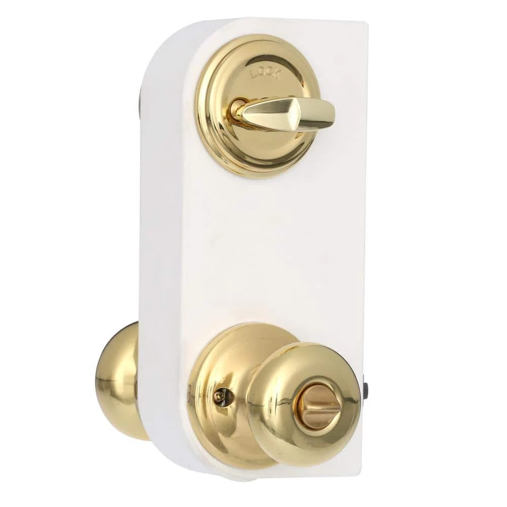 Kwikset Juno Polished Brass Exterior Entry Door Knob and Single Cylinder Deadbolt Combo Pack Featuring SmartKey Security 5 Kwikset Juno Polished Brass Exterior Entry Door Knob and Single Cylinder Deadbolt Combo Pack Featuring SmartKey Security - Image 5