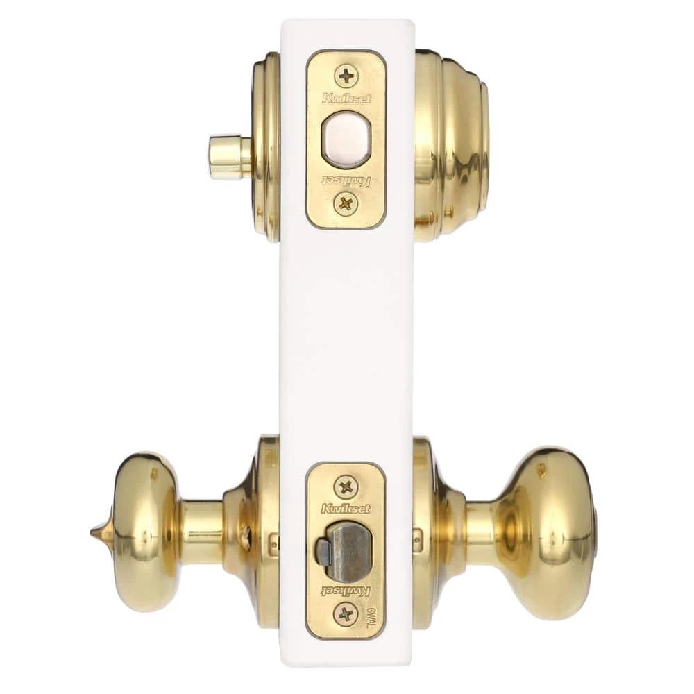 Kwikset Juno Polished Brass Exterior Entry Door Knob and Single Cylinder Deadbolt Combo Pack Featuring SmartKey Security 2 Kwikset Juno Polished Brass Exterior Entry Door Knob and Single Cylinder Deadbolt Combo Pack Featuring SmartKey Security - Image 2