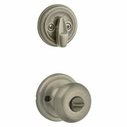Kwikset Juno Antique Brass Exterior Entry Door Knob and Single Cylinder Deadbolt Combo Pack Featuring SmartKey Security -Kwikset Sales Shop kwikset door lock combo packs 991j 5 smt cp c3 1000
