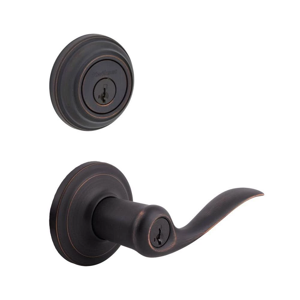 Kwikset Tustin Venetian Bronze ExteriorEntry Door Handle and Single Cylinder Deadbolt Combo Pack Featuring SmartKey Security 1 Kwikset Tustin Venetian Bronze ExteriorEntry Door Handle and Single Cylinder Deadbolt Combo Pack Featuring SmartKey Security
