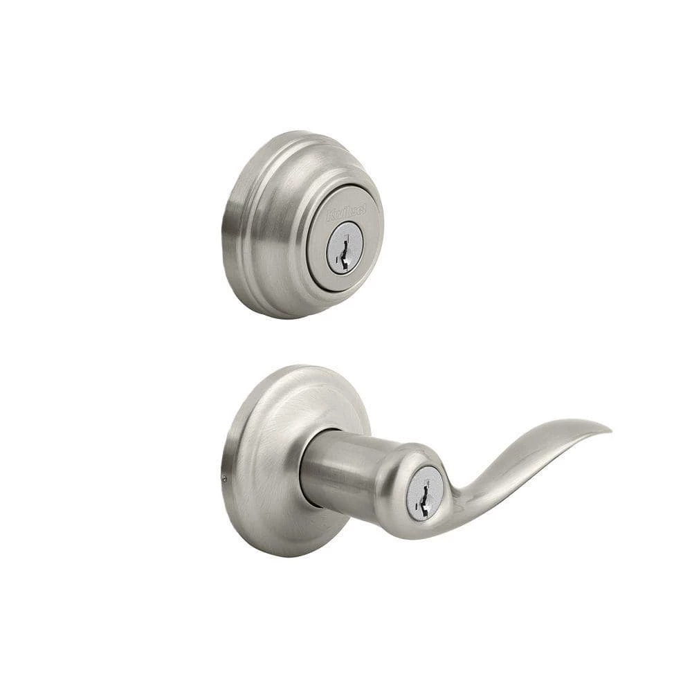 Kwikset Tustin Satin Nickel Exterior Entry Door Handle and Single Cylinder Deadbolt Combo Pack Featuring SmartKey Security 1 Kwikset Tustin Satin Nickel Exterior Entry Door Handle and Single Cylinder Deadbolt Combo Pack Featuring SmartKey Security