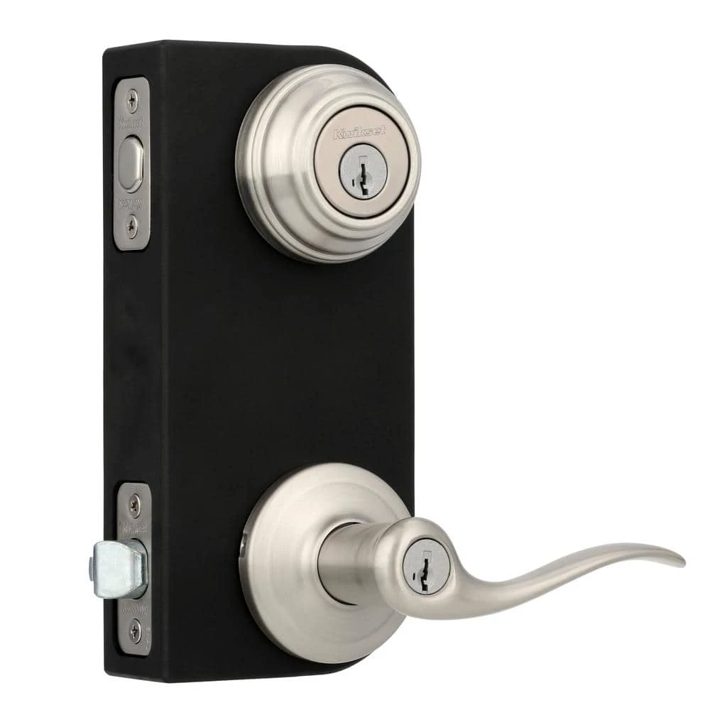 Kwikset Tustin Satin Nickel Exterior Entry Door Handle and Single Cylinder Deadbolt Combo Pack Featuring SmartKey Security 5 Kwikset Tustin Satin Nickel Exterior Entry Door Handle and Single Cylinder Deadbolt Combo Pack Featuring SmartKey Security - Image 5