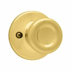 Kwikset Tylo Polished Brass Dummy Door Knob Featuring Microban Antimicrobial Technology