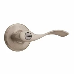 Kwikset Balboa Satin Nickel Keyed Entry Door Handle with Microban Antimicrobial Technology