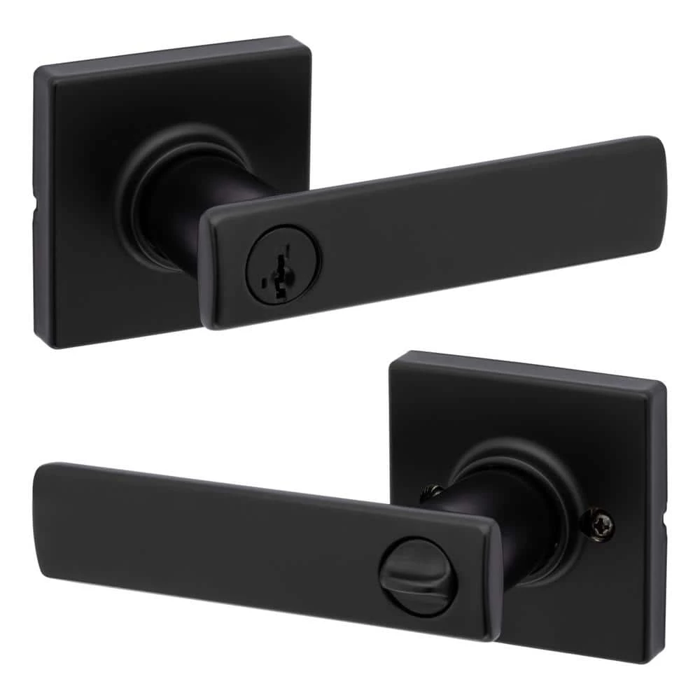 Kwikset Breton Square Matte Black Keyed Entry Door Handle Featuring SmartKey Technology and Microban 3 Kwikset Breton Square Matte Black Keyed Entry Door Handle Featuring SmartKey Technology and Microban - Image 3