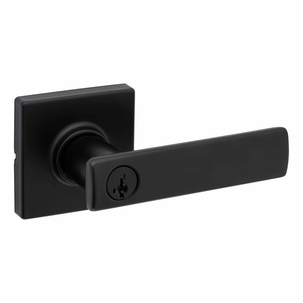 Kwikset Breton Square Matte Black Keyed Entry Door Handle Featuring SmartKey Technology and Microban 1 Kwikset Breton Square Matte Black Keyed Entry Door Handle Featuring SmartKey Technology and Microban