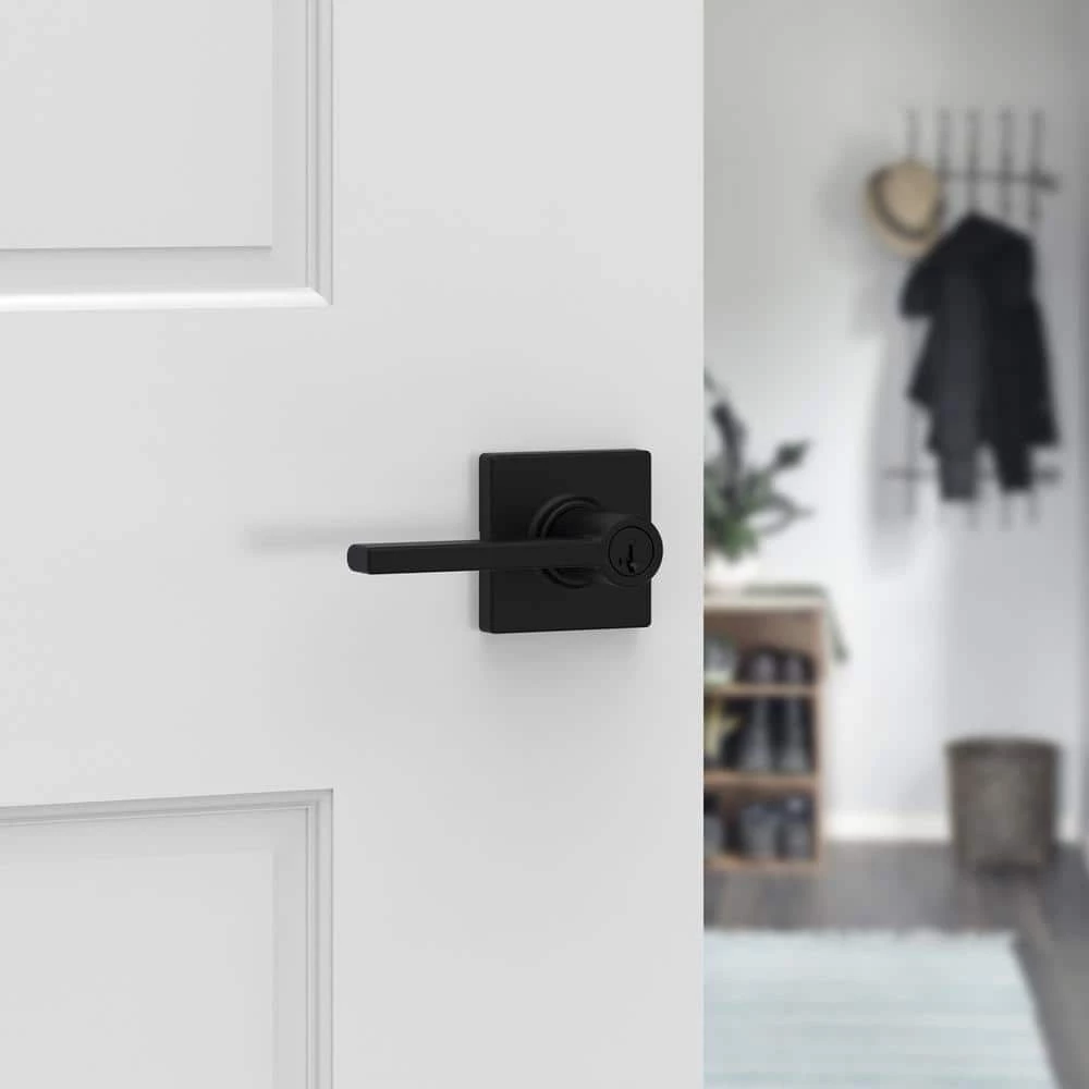 Kwikset Casey Matte Black Keyed Entry Door Handle Featuring SmartKey Technology and Microban 3 Kwikset Casey Matte Black Keyed Entry Door Handle Featuring SmartKey Technology and Microban - Image 3