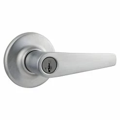 Kwikset Delta Satin Chrome Entry Door Handle featuring SmartKey Security