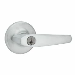 Kwikset Delta Satin Chrome Entry Door Handle Featuring SmartKey Security