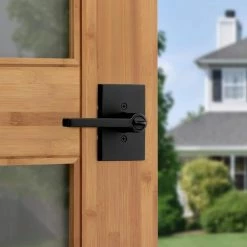 Kwikset Halifax Rectangle Rose Matte Black Keyed Entry Door Lever Featuring SmartKey Technology with Microban -Kwikset Sales Shop kwikset entry door handles 740hflrcts514k3 1f 1000