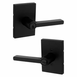 Kwikset Halifax Rectangle Rose Matte Black Keyed Entry Door Lever Featuring SmartKey Technology with Microban -Kwikset Sales Shop kwikset entry door handles 740hflrcts514k3 44 1000