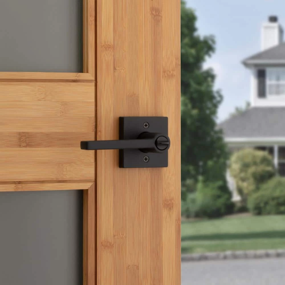 Kwikset Halifax Square Matte Black Keyed Entry Door Handle Featuring SmartKey Security 7 Kwikset Halifax Square Matte Black Keyed Entry Door Handle Featuring SmartKey Security - Image 7