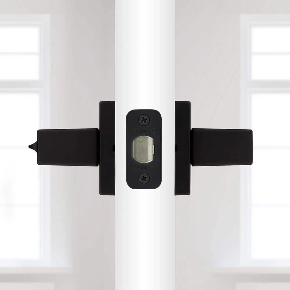 Kwikset Singapore Square Matte Black Keyed Entry Door Lever with Microban featuring SmartKey Security 6 Kwikset Singapore Square Matte Black Keyed Entry Door Lever with Microban featuring SmartKey Security - Image 6