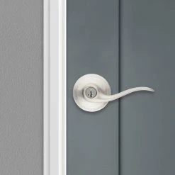 Kwikset Tustin Satin Nickel Entry Door Handle featuring SmartKey Security -Kwikset Sales Shop kwikset entry door handles 97402 575 44 1000