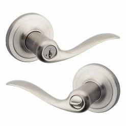 Kwikset Tustin Satin Nickel Entry Door Handle featuring SmartKey Security -Kwikset Sales Shop kwikset entry door handles 97402 575 4f 1000