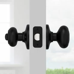 Kwikset Cove Matte Black Keyed Entry Door Knob Featuring SmartKey Technology -Kwikset Sales Shop kwikset entry door knobs 400cv514smt6ak3 1f 1000