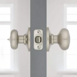 Kwikset Juno Satin Nickel Entry Door Knob Featuring SmartKey Security with Microban Antimicrobial Technology -Kwikset Sales Shop kwikset entry door knobs 740j 15 smt cp k4 fa 1000