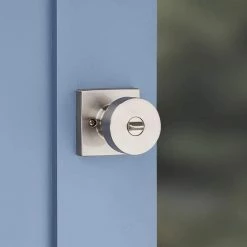 Kwikset Pismo Square Satin Nickel Keyed Entry Door Knob featuring SmartKey Security -Kwikset Sales Shop kwikset entry door knobs 740psksqt15smt6 44 1000