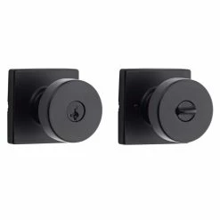 Kwikset Pismo Square Matte Black Keyed Entry Door Knob featuring SmartKey Security -Kwikset Sales Shop kwikset entry door knobs 740psksqt514smt 4f 1000