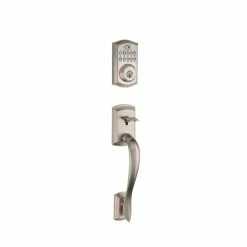 Kwikset SmartCode 913 Satin Nickel Single Cylinder Keypad Electronic Deadbolt with Avalon Handleset and Tustin Lever -Kwikset Sales Shop kwikset keyless deadbolts 815avl91315cm 4f 1000