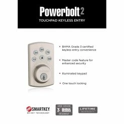 Kwikset Powerbolt2 Satin Nickel Single Cylinder Keypad Electronic Deadbolt Featuring SmartKey Security -Kwikset Sales Shop kwikset keyless deadbolts 907 15 rcal rcs cp pwrbolt 2 77 1000
