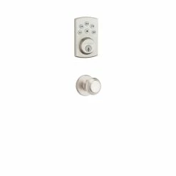 Kwikset Powerbolt2 Satin Nickel Single Cylinder Keypad Electronic Deadbolt Featuring SmartKey Security and Cove Passage Knob