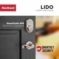 Kwikset SmartCode 909 Satin Nickel Single Cylinder Keypad Electronic Deadbolt Featuring SmartKey Security -Kwikset Sales Shop kwikset keyless deadbolts 909 15 smt cp scr 1f 1000