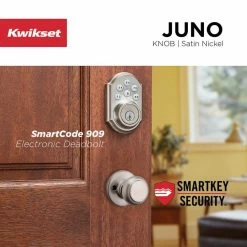 Kwikset SmartCode 909 Satin Nickel Single Cylinder Keypad Electronic Deadbolt Featuring SmartKey Security -Kwikset Sales Shop kwikset keyless deadbolts 909 15 smt cp scr 4f 1000