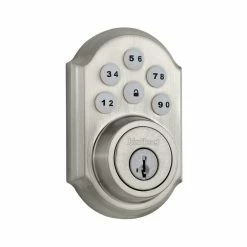 Kwikset SmartCode 909 Satin Nickel Single Cylinder Keypad Electronic Deadbolt Featuring SmartKey Security