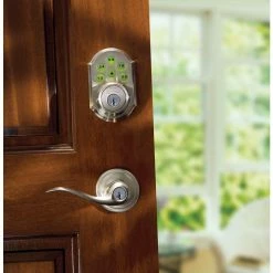 Kwikset SmartCode 909 Satin Nickel Single Cylinder Keypad Electronic Deadbolt Featuring SmartKey Security -Kwikset Sales Shop kwikset keyless deadbolts 909 15 smt cp scr fa 1000