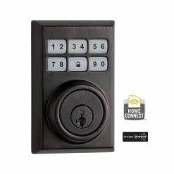 Kwikset Z-Wave SmartCode 910 Contemporary Venetian Bronze Single Cylinder Electronic Deadbolt Featuring SmartKey Security -Kwikset Sales Shop kwikset keyless deadbolts 910cntzw50011pr 4f 1000