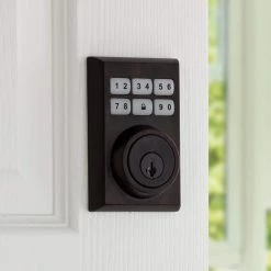 Kwikset Z-Wave SmartCode 910 Contemporary Venetian Bronze Single Cylinder Electronic Deadbolt Featuring SmartKey Security -Kwikset Sales Shop kwikset keyless deadbolts 910cntzw50011pr c3 1000
