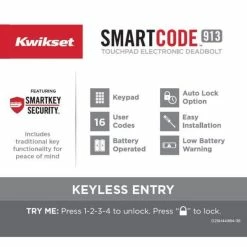 Kwikset SmartCode Venetian Bronze Single Cylinder Keypad Electronic Deadbolt featuring SmartKey Security and Juno Passage Knob 10 Kwikset SmartCode Venetian Bronze Single Cylinder Keypad Electronic Deadbolt featuring SmartKey Security and Juno Passage Knob -Kwikset Sales Shop kwikset keyless deadbolts 91311p j11p 40 1000
