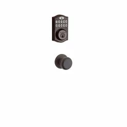 Kwikset SmartCode Venetian Bronze Single Cylinder Keypad Electronic Deadbolt featuring SmartKey Security and Juno Passage Knob