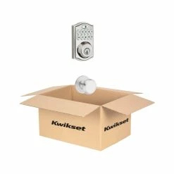Kwikset SmartCode Satin Nickel Single Cylinder Keypad Electronic Deadbolt featuring SmartKey Security and Juno Passage Knob -Kwikset Sales Shop kwikset keyless deadbolts 91315 j15 1f 1000